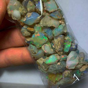 Genuine Ethiopian Multi Fire Opal Rough 80.00 Carat Lot Reiki Crystals Gemstone